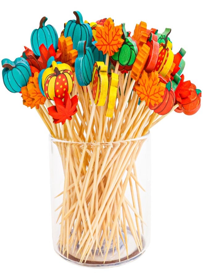 WorldBazaar Thanksgiving Cocktail Picks 120PCS Pumpkin Skewers Appetizer Food Fruit Toothpicks Charcuterie Sticks Harvest Autumn Party Supplies - Image 2